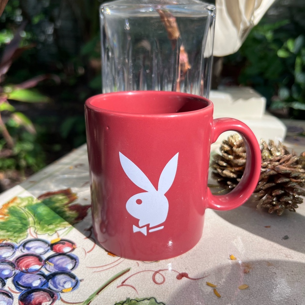 PLAYBOY Vintage Red-maroon Mug with White Icon in good condition